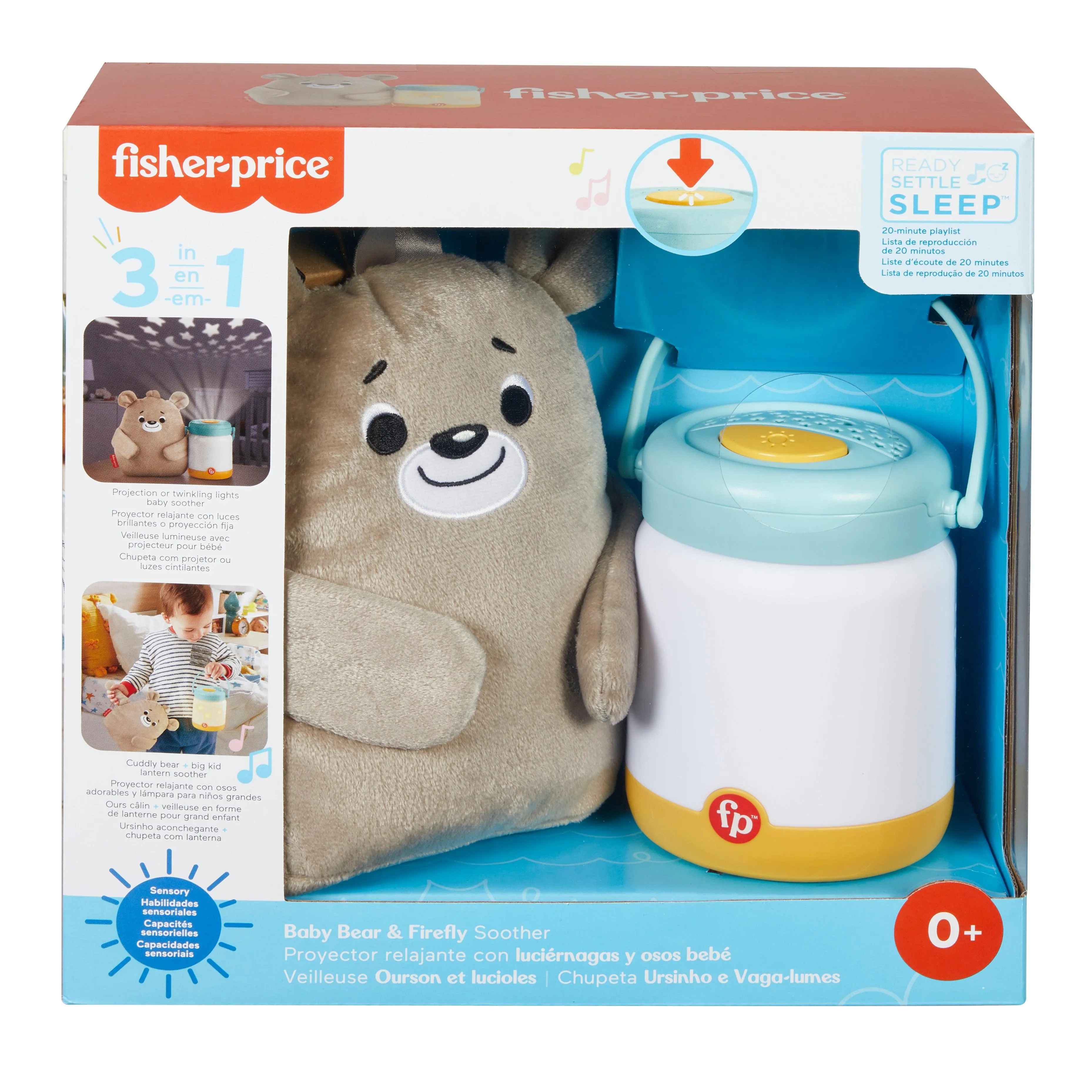 Fisher-Price Baby Bear & Firefly Soother - Lightup Nursery Sound Machine with TakeAlong Plush Toy for Infant & Toddlers