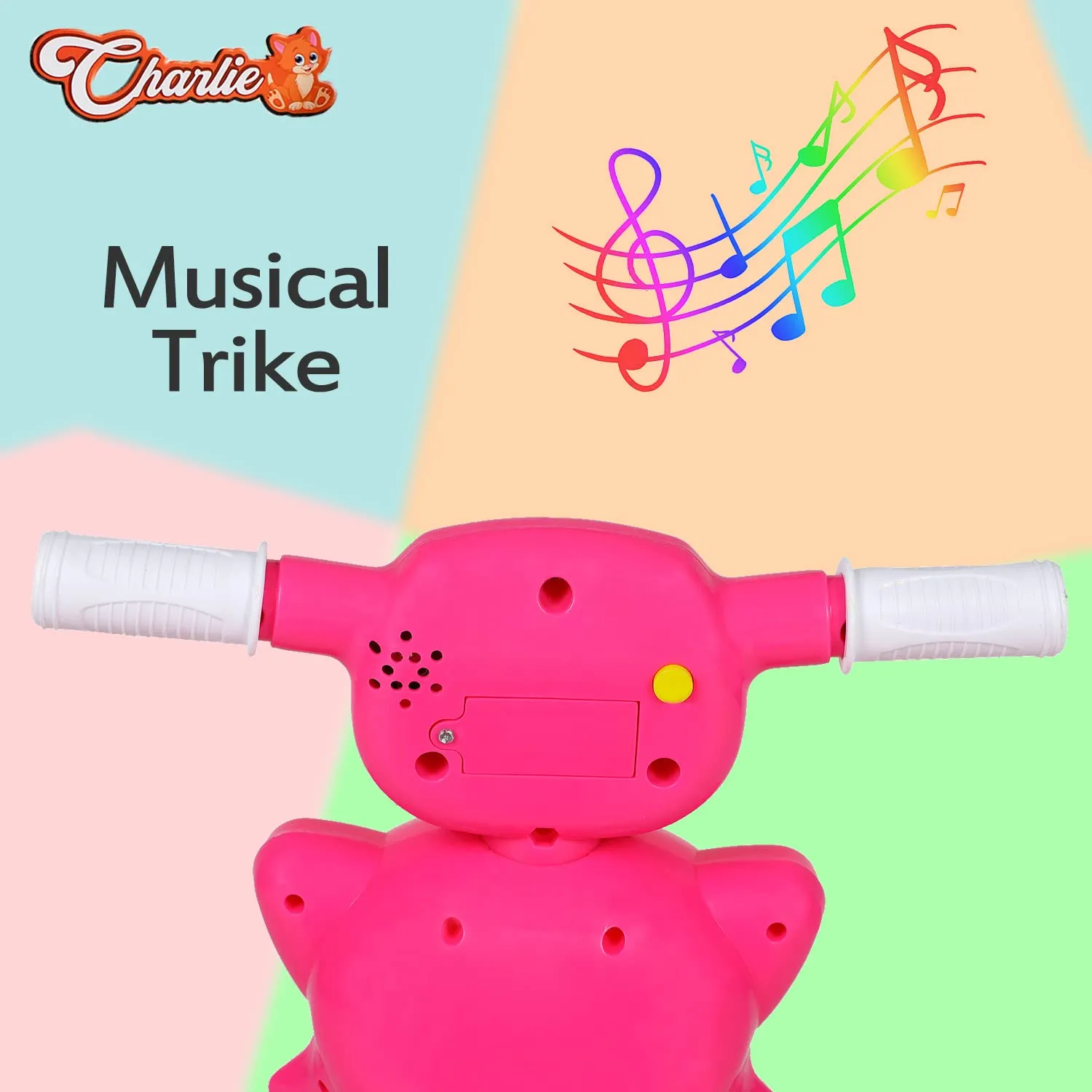 Fun Ride Tricycle for Kids with Music and Lights - Charlie Foldable Baby Tricycles - Trikes for Boys and Girls 18-36 Months - (Weight - Upto 18 Kg),Orange