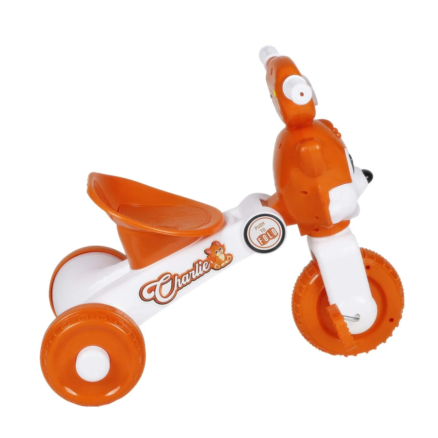 Fun Ride Tricycle for Kids with Music and Lights - Charlie Foldable Baby Tricycles - Trikes for Boys and Girls 18-36 Months - (Weight - Upto 18 Kg),Orange