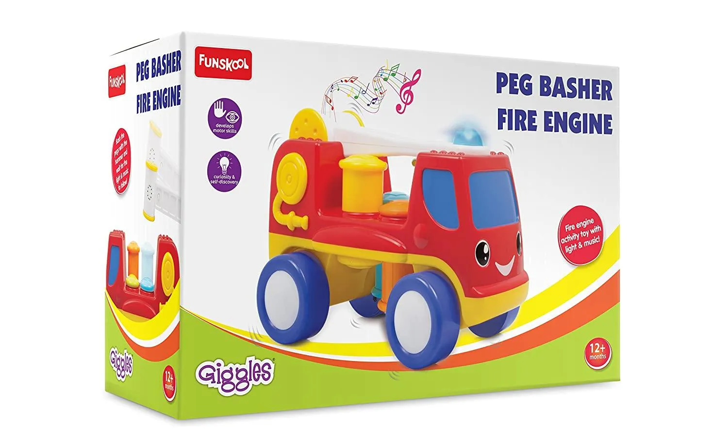 Funskool Giggles Peg Basher Fire Engine with Light & Sound for Ages 1-6 Years