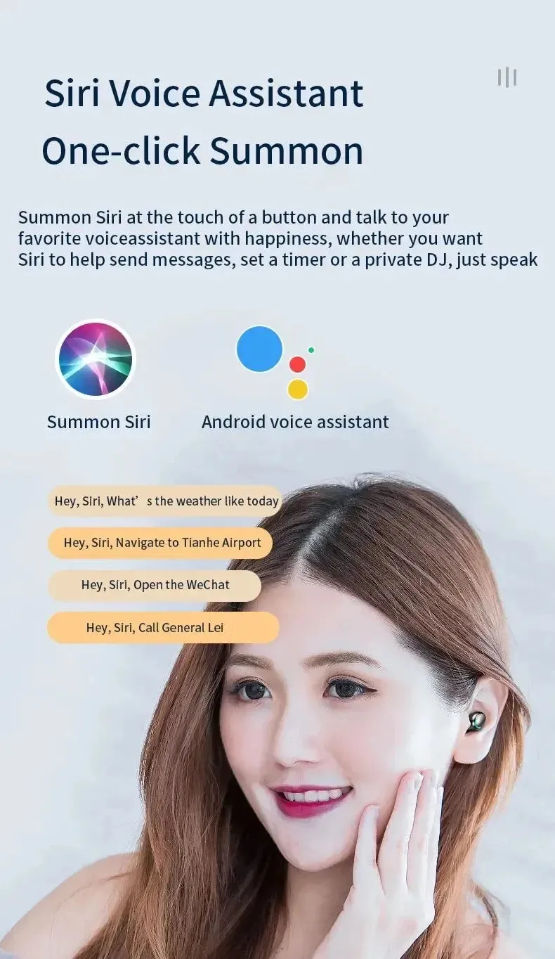 Gadgets / Comm: Wireless Bluetooth Headphones. Waterproof.  Digital Display Large Capacity Charging Case.