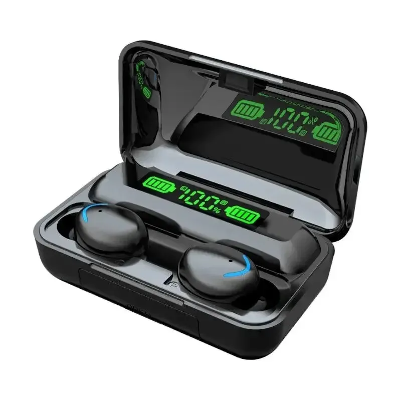Gadgets / Comm: Wireless Bluetooth Headphones. Waterproof.  Digital Display Large Capacity Charging Case.