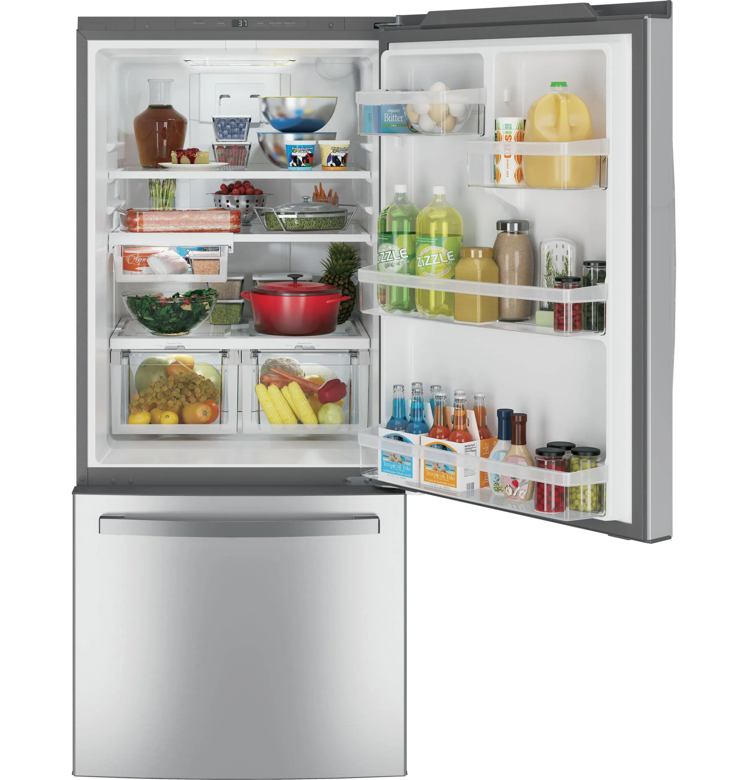 GDE21EYKFS GE® ENERGY STAR® 21.0 Cu. Ft. Bottom-Freezer Refrigerator