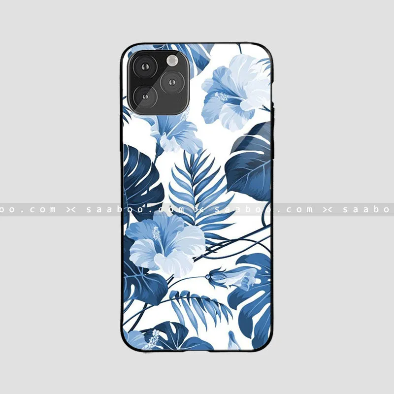 Glass Case With Blue Flower