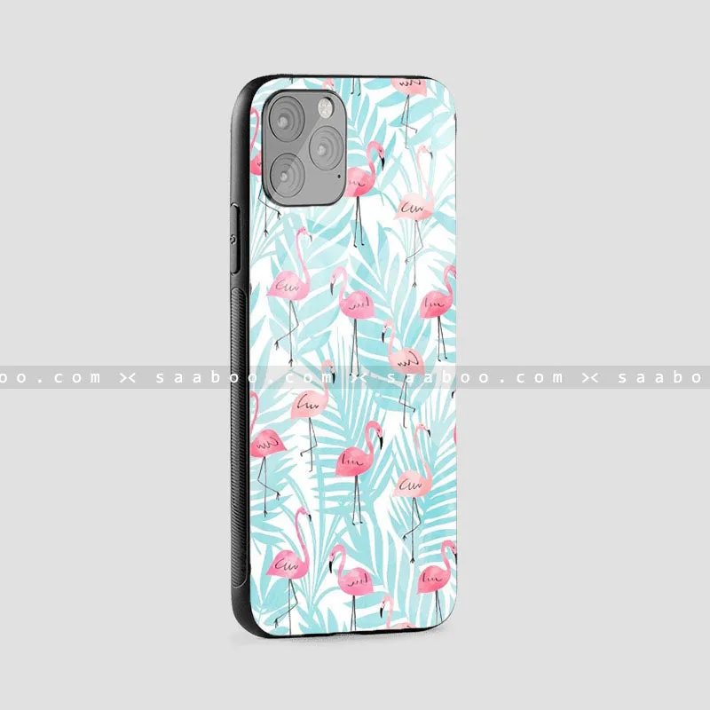 Glass Case With Peach Flamingo