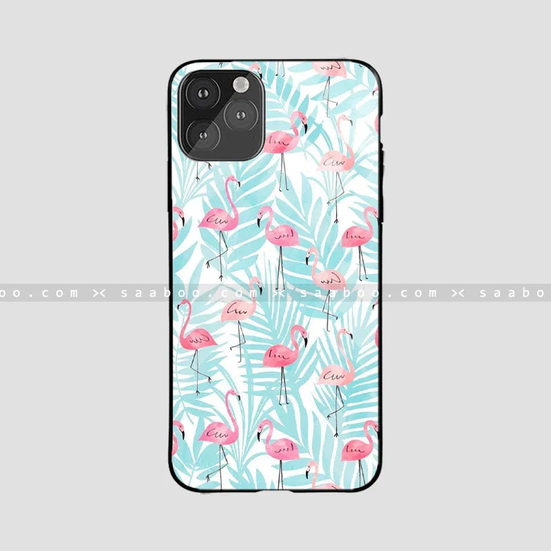 Glass Case With Peach Flamingo