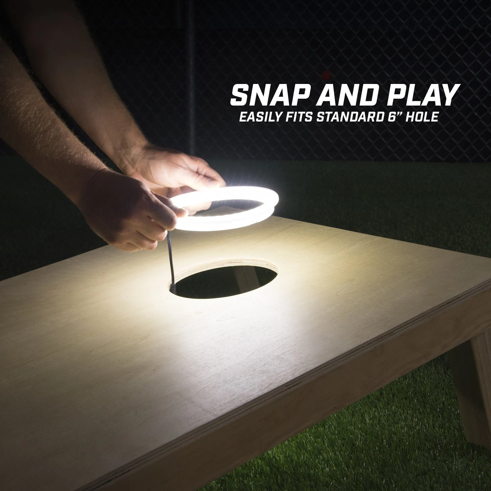 GoSports Cornhole Light-Up LED Ring Kit Set - White
