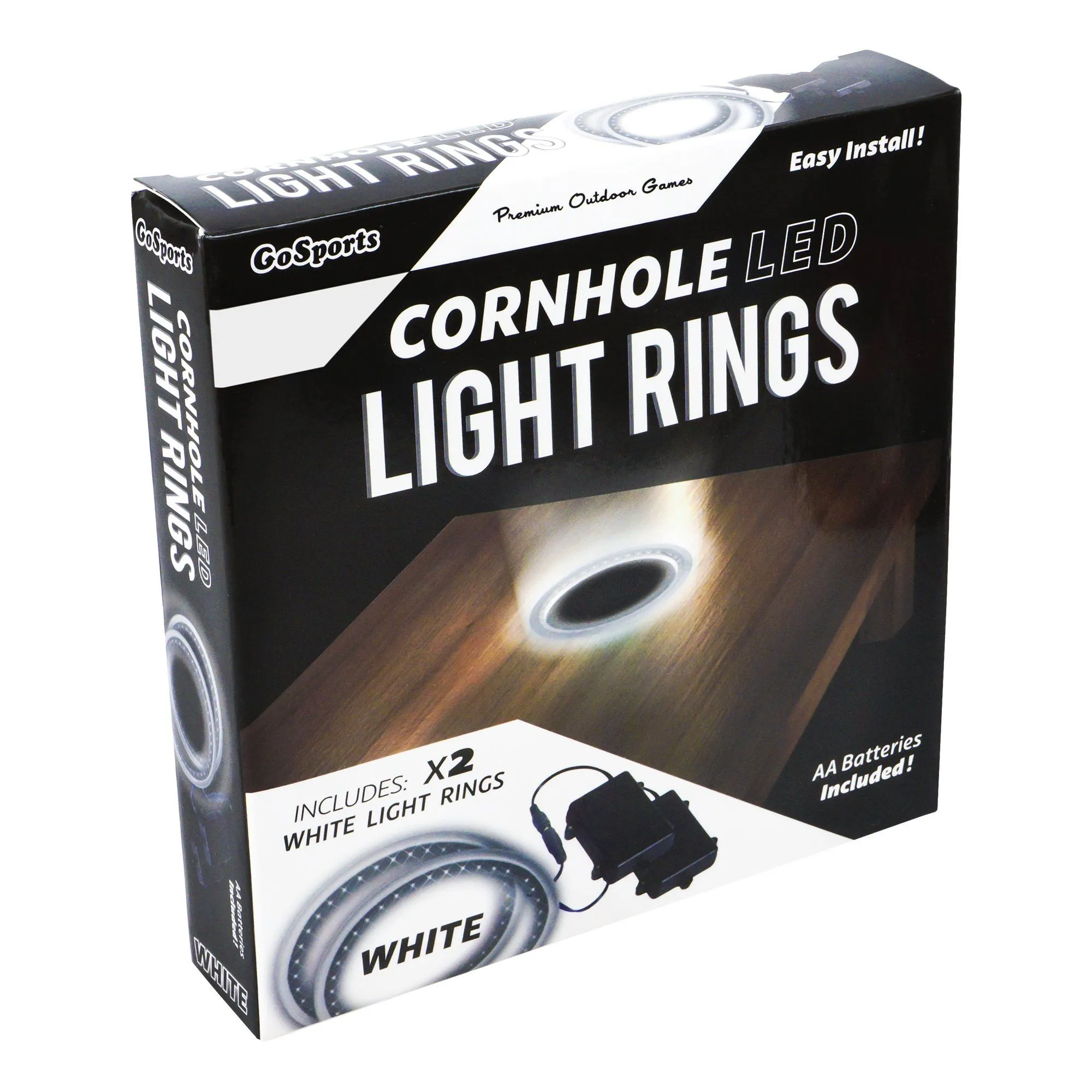 GoSports Cornhole Light-Up LED Ring Kit Set - White