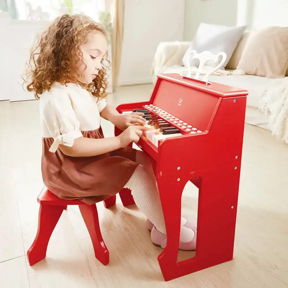 Hape Learn with Lights Red Piano with Stool