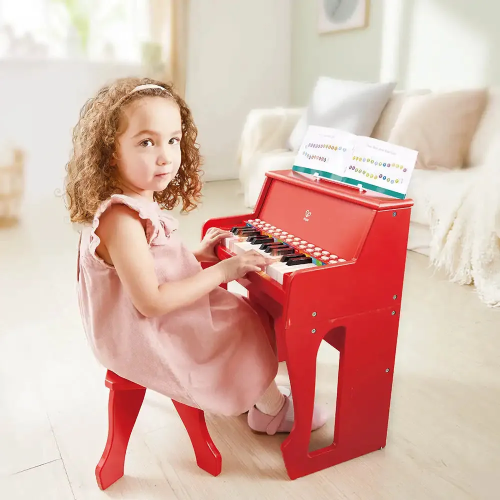 Hape Learn with Lights Red Piano with Stool