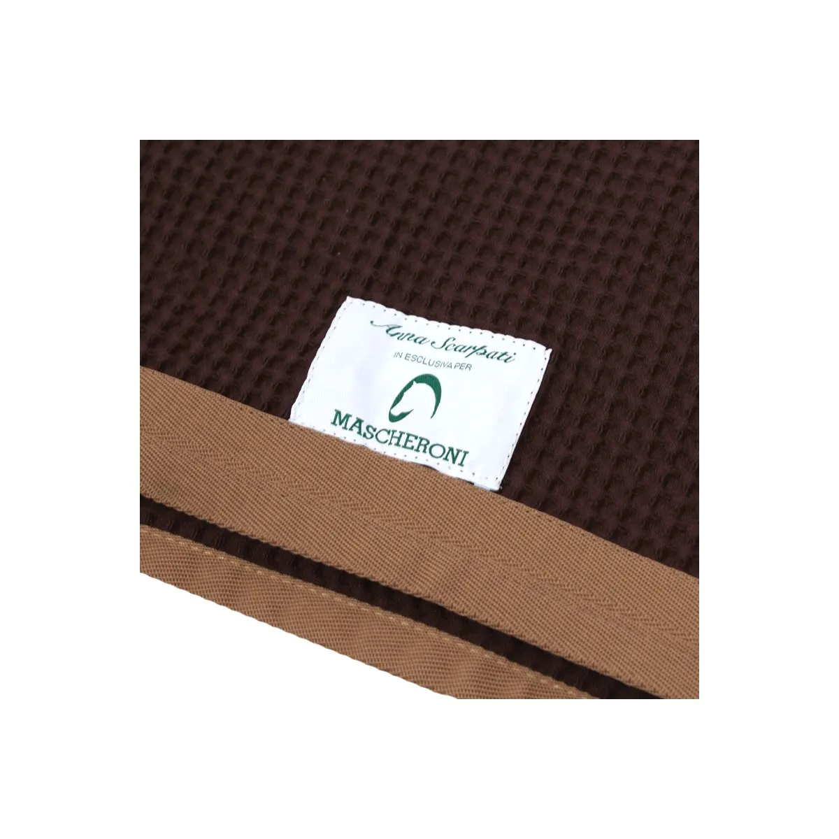 HONEYCOMB TRAVEL RUG WITH 1 PIPING CORD BROWN CAMEL