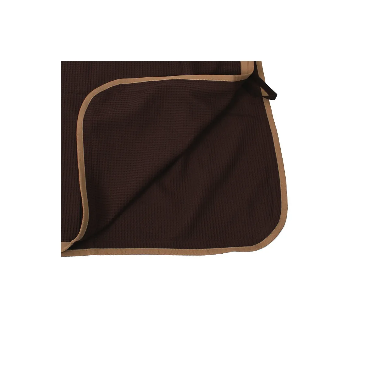 HONEYCOMB TRAVEL RUG WITH 1 PIPING CORD BROWN CAMEL