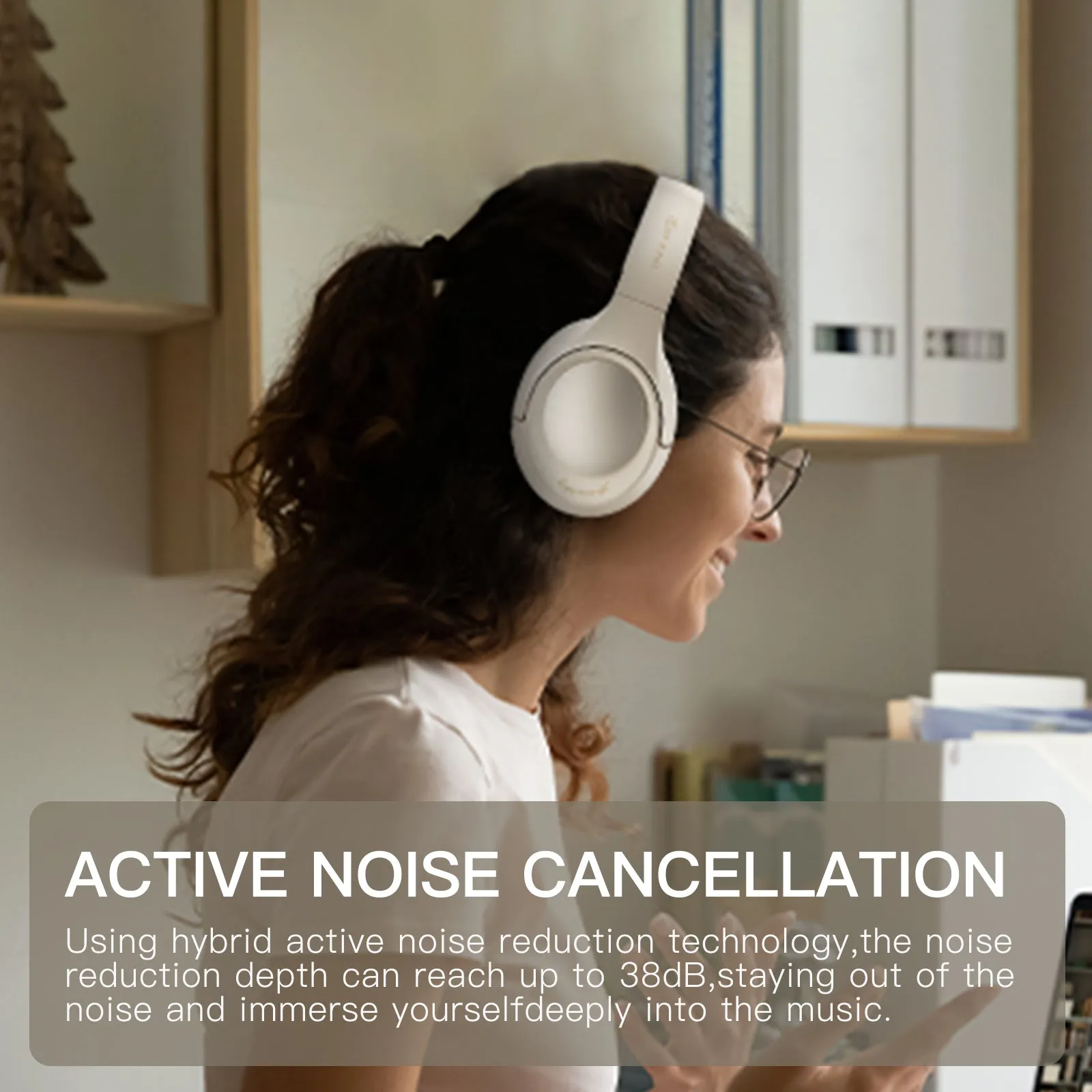 iKF King (S)- Active Noise Cancelling Bluetooth Wireless Headphone Power Bass Stereo Sound with Microphone Wired Headset Gaming Mode 80 hours Play Time for iphone/Xiaomi/Huawei/OPPO