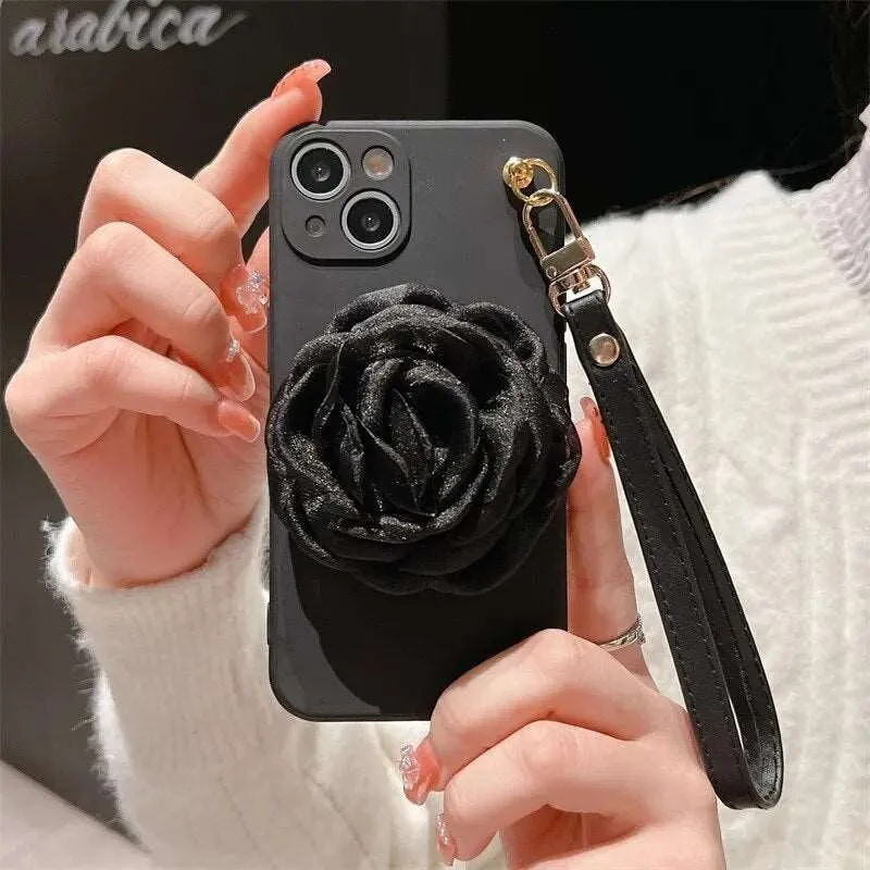Kawaii Camellia iPhone Case with Pearl Bracelet