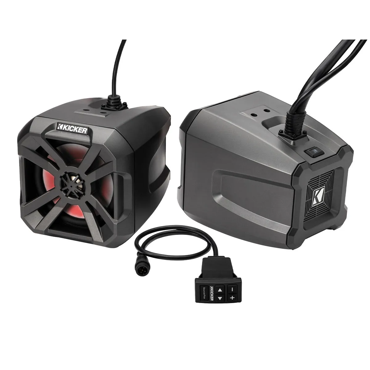 Kicker 48BTCAN65 PowerCan 6.5" Waterproof Powered Bluetooth Speakers with LED Lighting & Wired Remote - Pair
