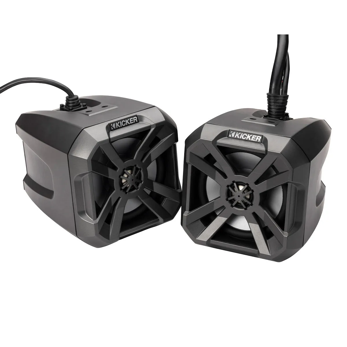 Kicker 48BTCAN65 PowerCan 6.5" Waterproof Powered Bluetooth Speakers with LED Lighting & Wired Remote - Pair