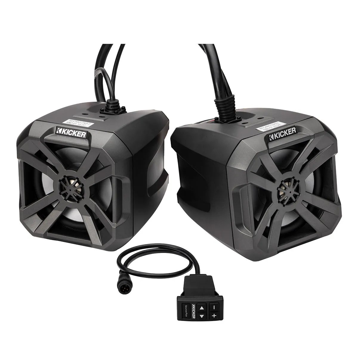 Kicker 48BTCAN65 PowerCan 6.5" Waterproof Powered Bluetooth Speakers with LED Lighting & Wired Remote - Pair