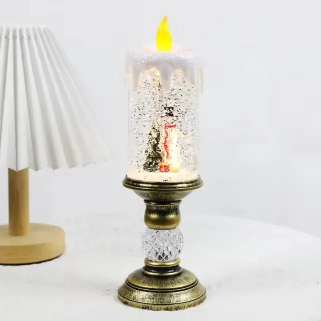 LED Christmas Candle Lights with Dreamy Snowflake Music Box
