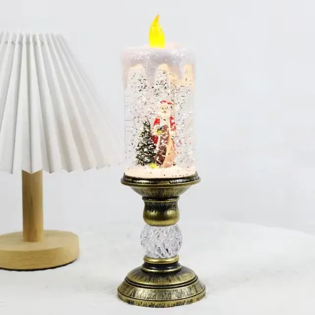 LED Christmas Candle Lights with Dreamy Snowflake Music Box