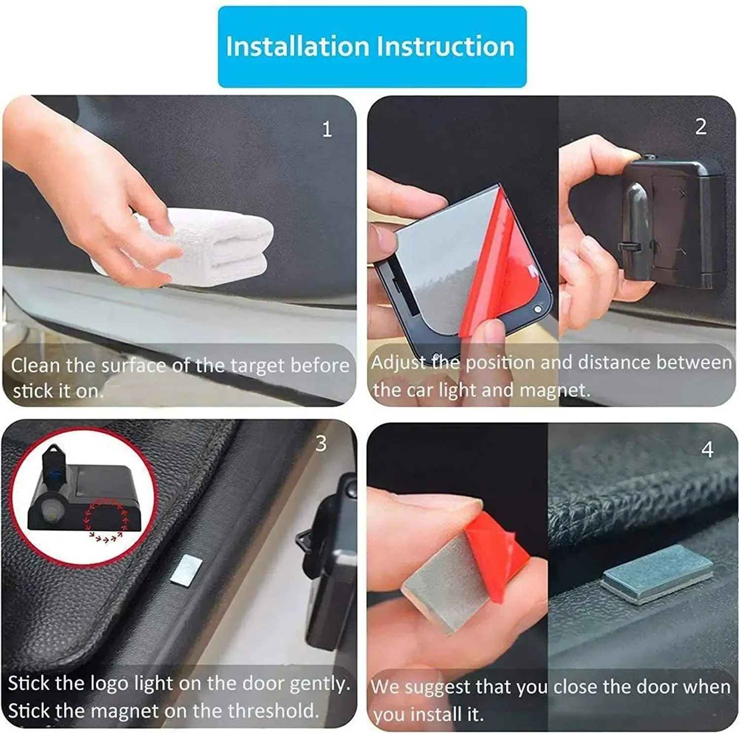 Liuzhi 2Pcs Car Door Projector Logo Light for Puerto Rico Flag , Universal Wireless Courtesy LED Ghost Shadow Lights Welcome Lamp Suitable Fit All Models (Puerto Rico Flag)