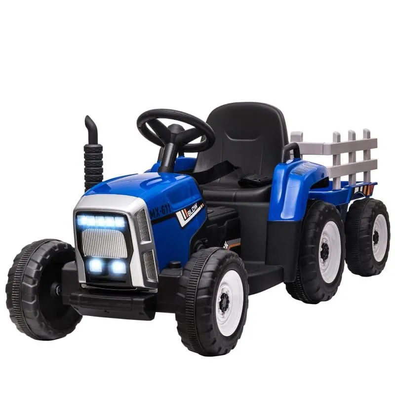 Maplin Plus Kids Electric 12V Ride On Tractor with Detachable Trailer, Remote Control, Music Start Up Sound, Horn & Lights for Ages 3-6 Years