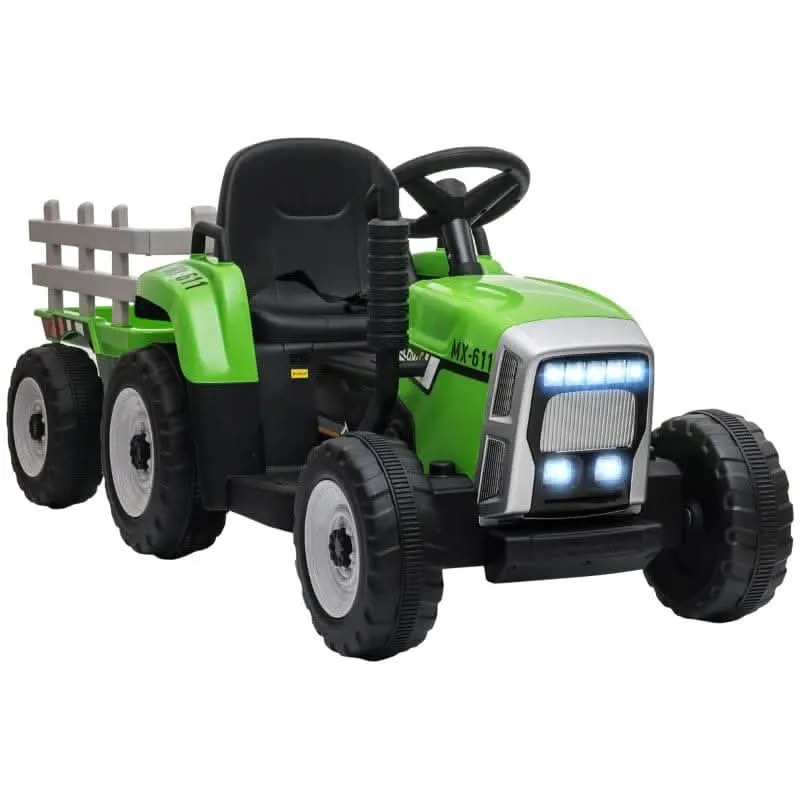 Maplin Plus Kids Electric 12V Ride On Tractor with Detachable Trailer, Remote Control, Music Start Up Sound, Horn & Lights for Ages 3-6 Years