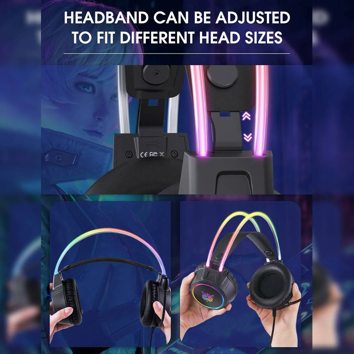 ONIKUMA X15 Pro RGB Double-Head Beam Wired Gaming Headset