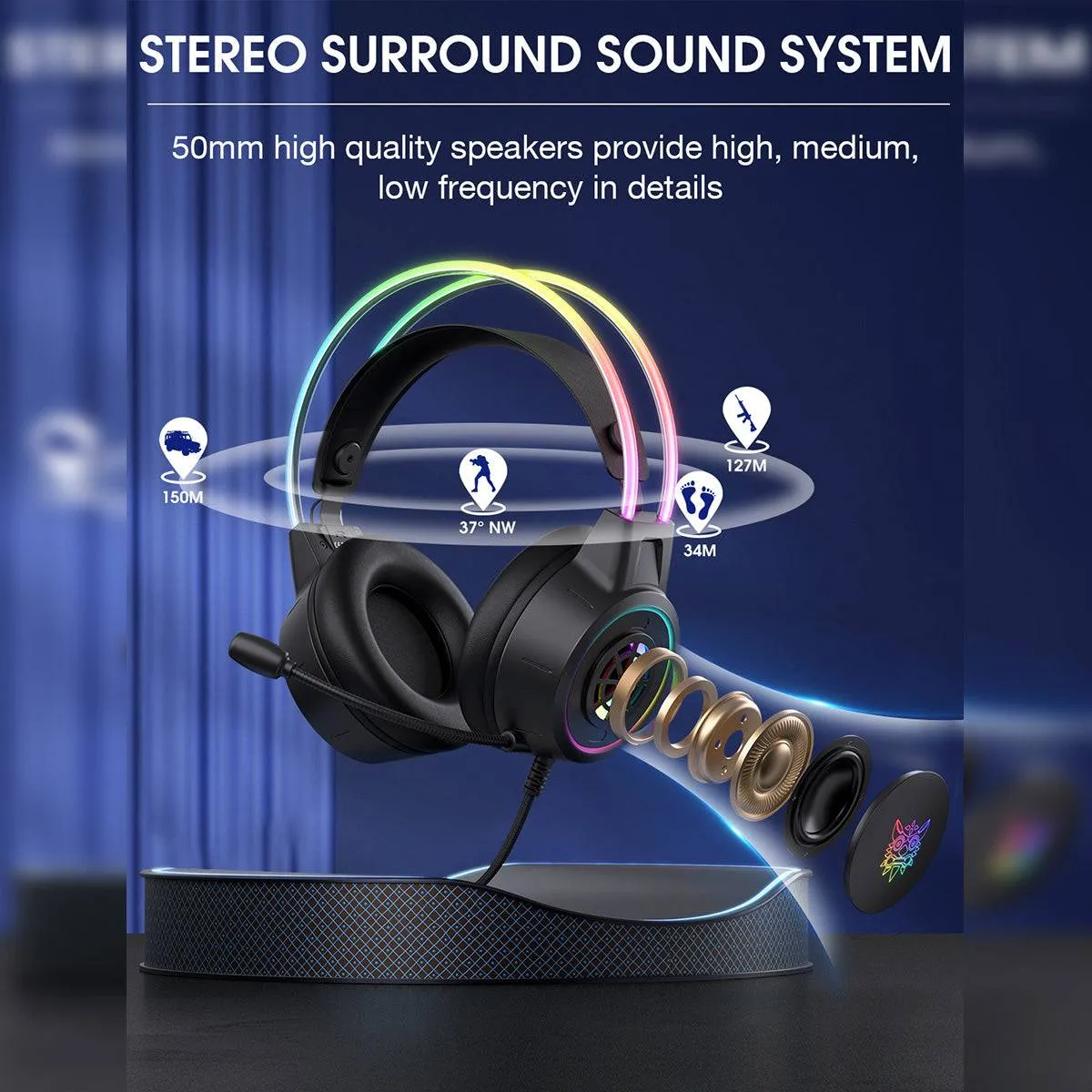 ONIKUMA X15 Pro RGB Double-Head Beam Wired Gaming Headset