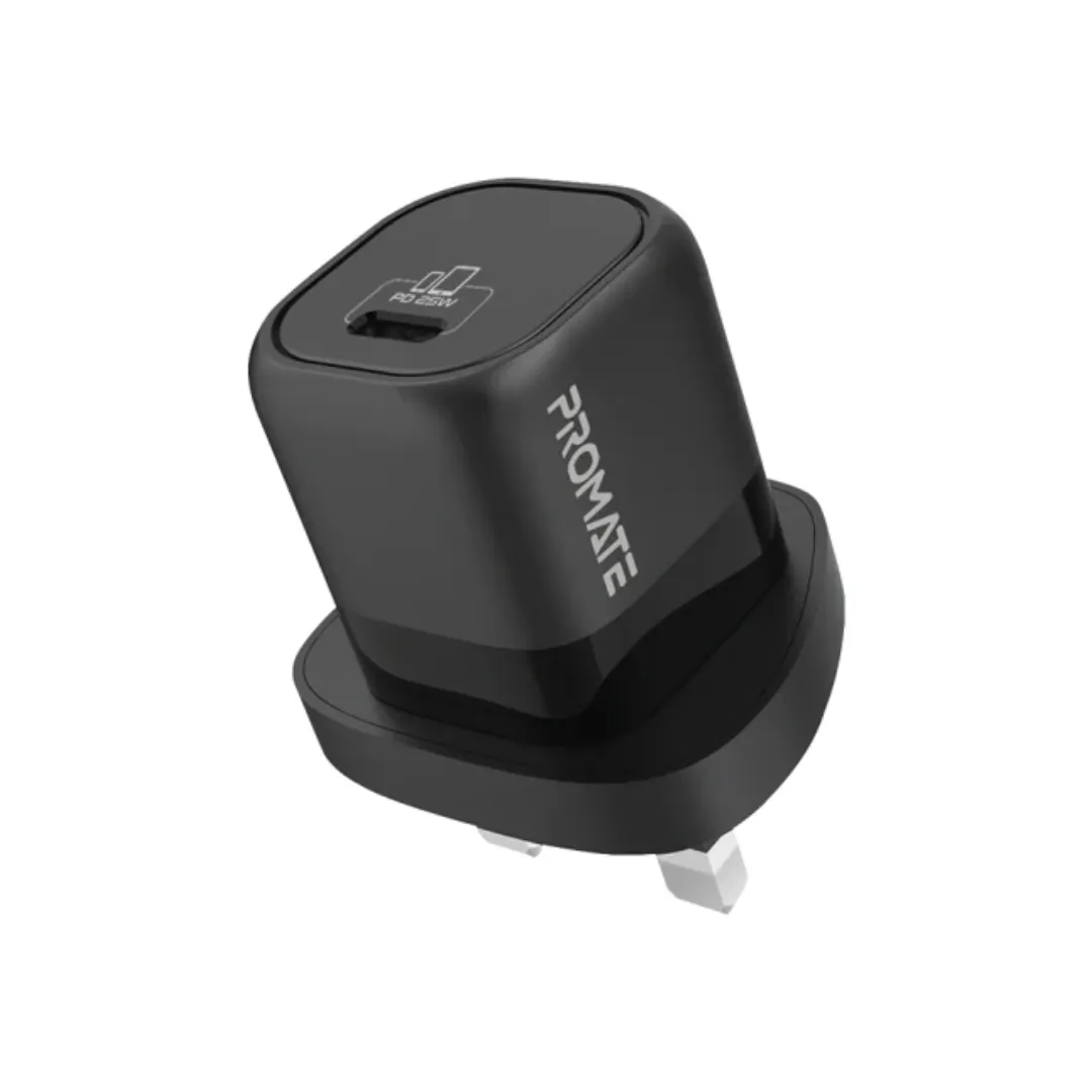 Promate Wall Charger Travel Adapter 25W Pd 18W Qc Quick Charge(USB A USB C) Wall Charger Travel Adapter for Samsung Ipad,Note,Oneplus&iPhone 14/13/12/11|Type-C to C Power Delivery Fast Charging