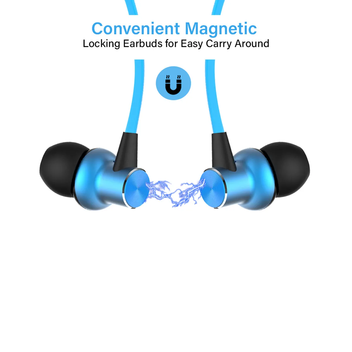 pTron Avento Classic Bluetooth 5.0 Wireless Earphones with Deep Bass & Voice Assistance (Black/Blue)
