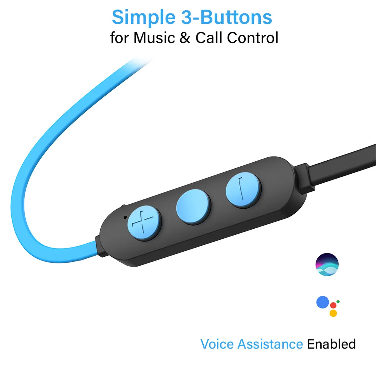 pTron Avento Classic Bluetooth 5.0 Wireless Earphones with Deep Bass & Voice Assistance (Black/Blue)