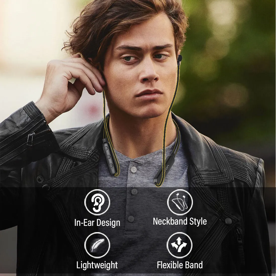 pTron InTunes Lite High Bass In-Ear Wireless Headphones With Mic - (Black/Yellow)