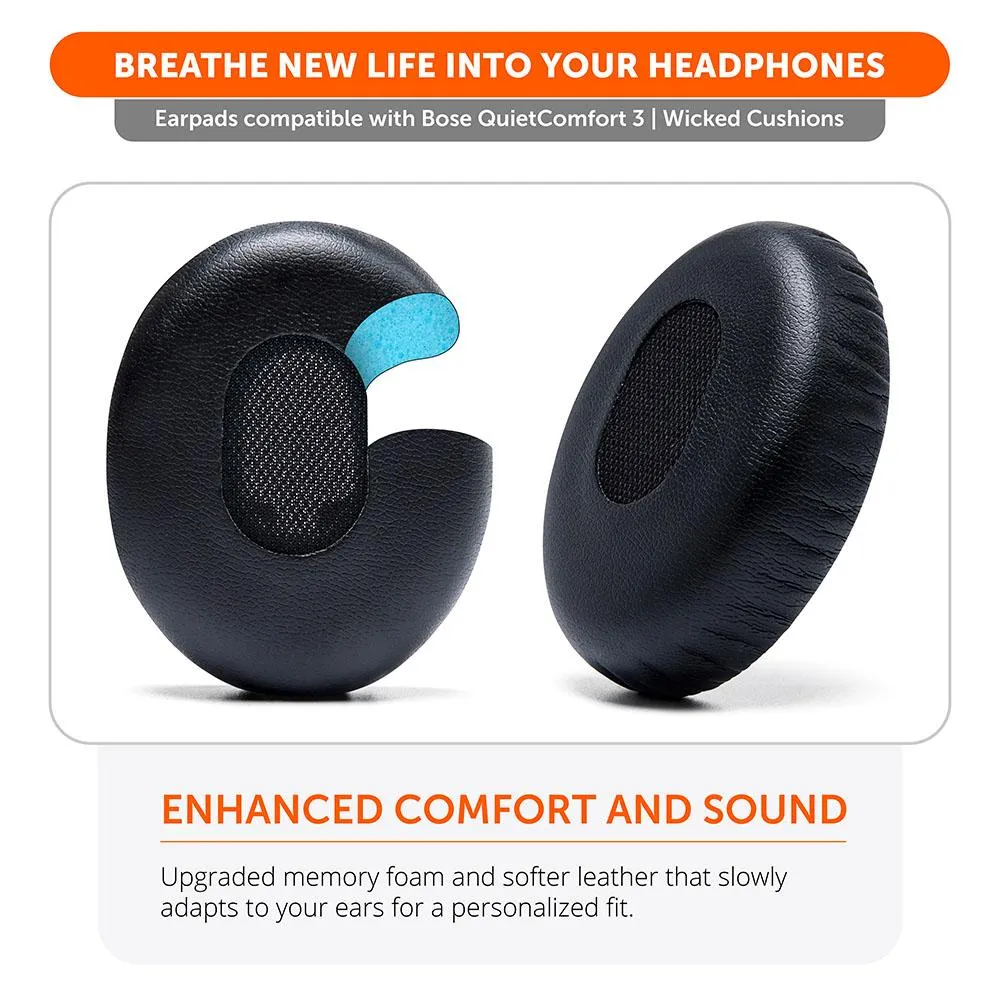Replacement Ear Pads For Bose QC3 - Black