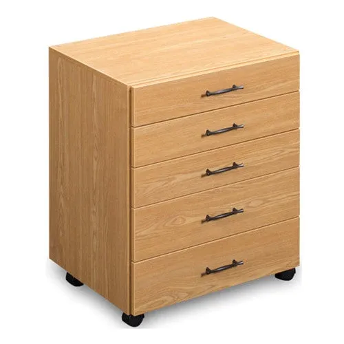 Roll About 5 Drawer Storage Chest in Castle Oak