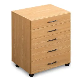 Roll About 5 Drawer Storage Chest in Castle Oak