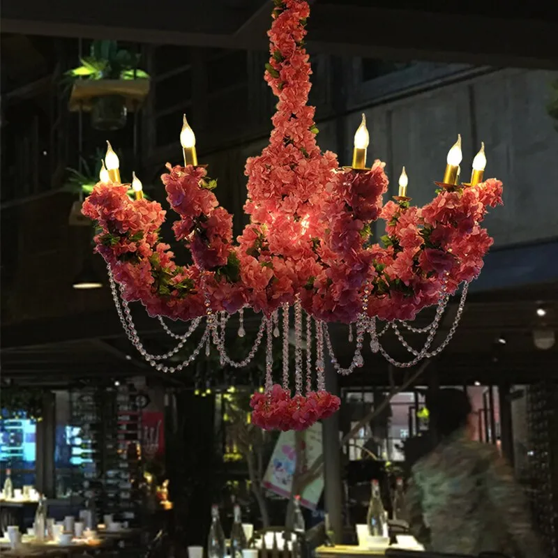 Romantic Bouquet Pendant Light Industrial Style Theme Music Restaurant Hot Pot Shop FIower Decoration Big Chandelier