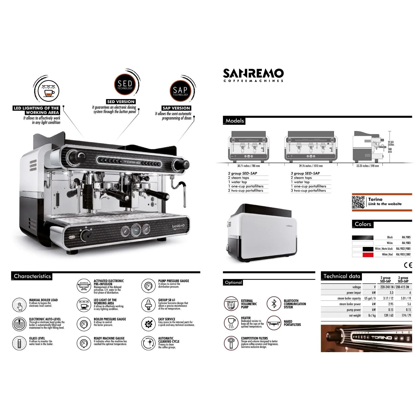 Sanremo TORINO 2 Group Traditional Espresso Machine