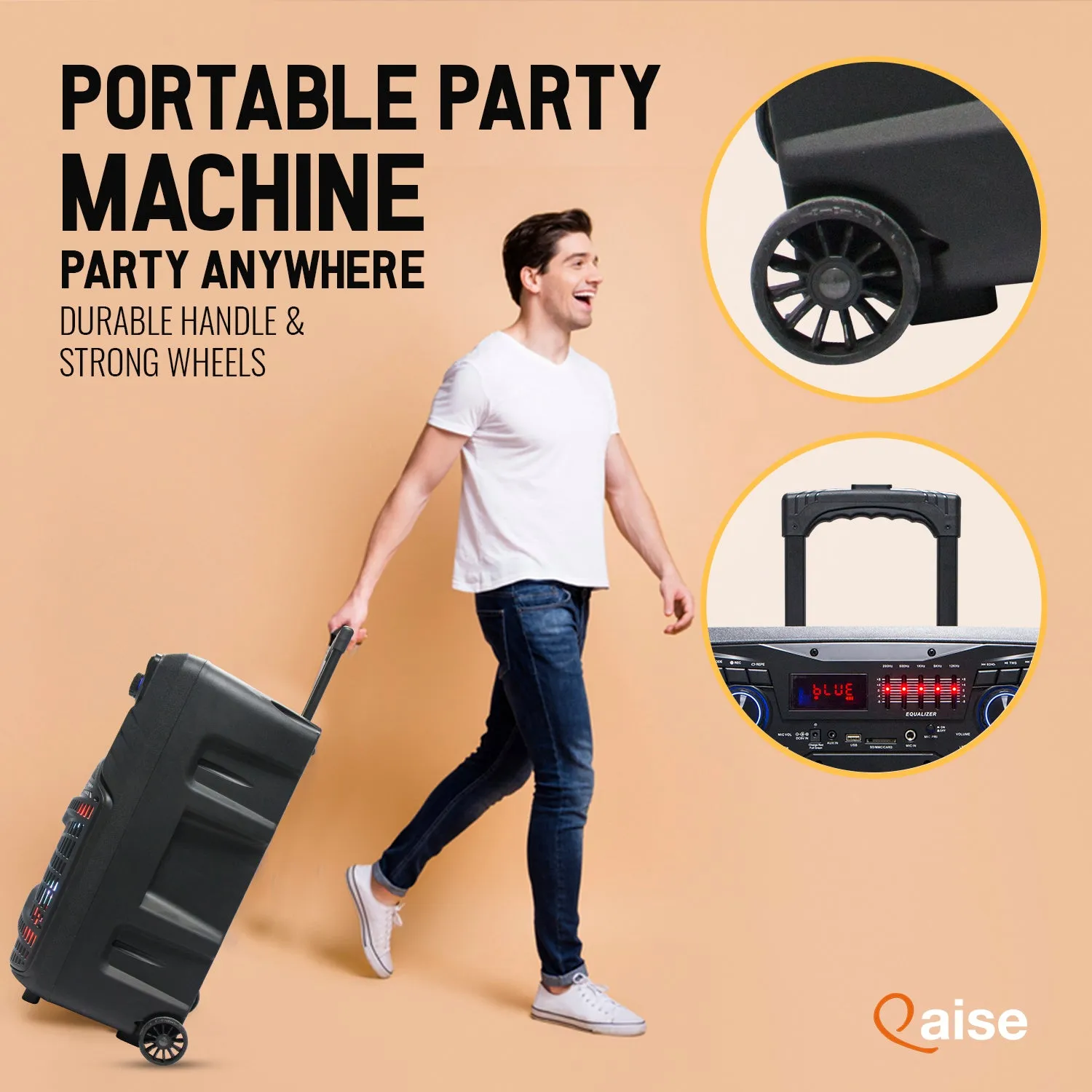 SB-1502 SonicBoomer X Fiesta Bluetooth Party box speaker, 15" Woofer, Karaoke, LED Lights, FM Radio, Mic, Remote Control