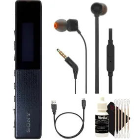 Sony TX660 Digital Voice Recorder   JBL T110 in Ear Headphones and Cleaning Kit