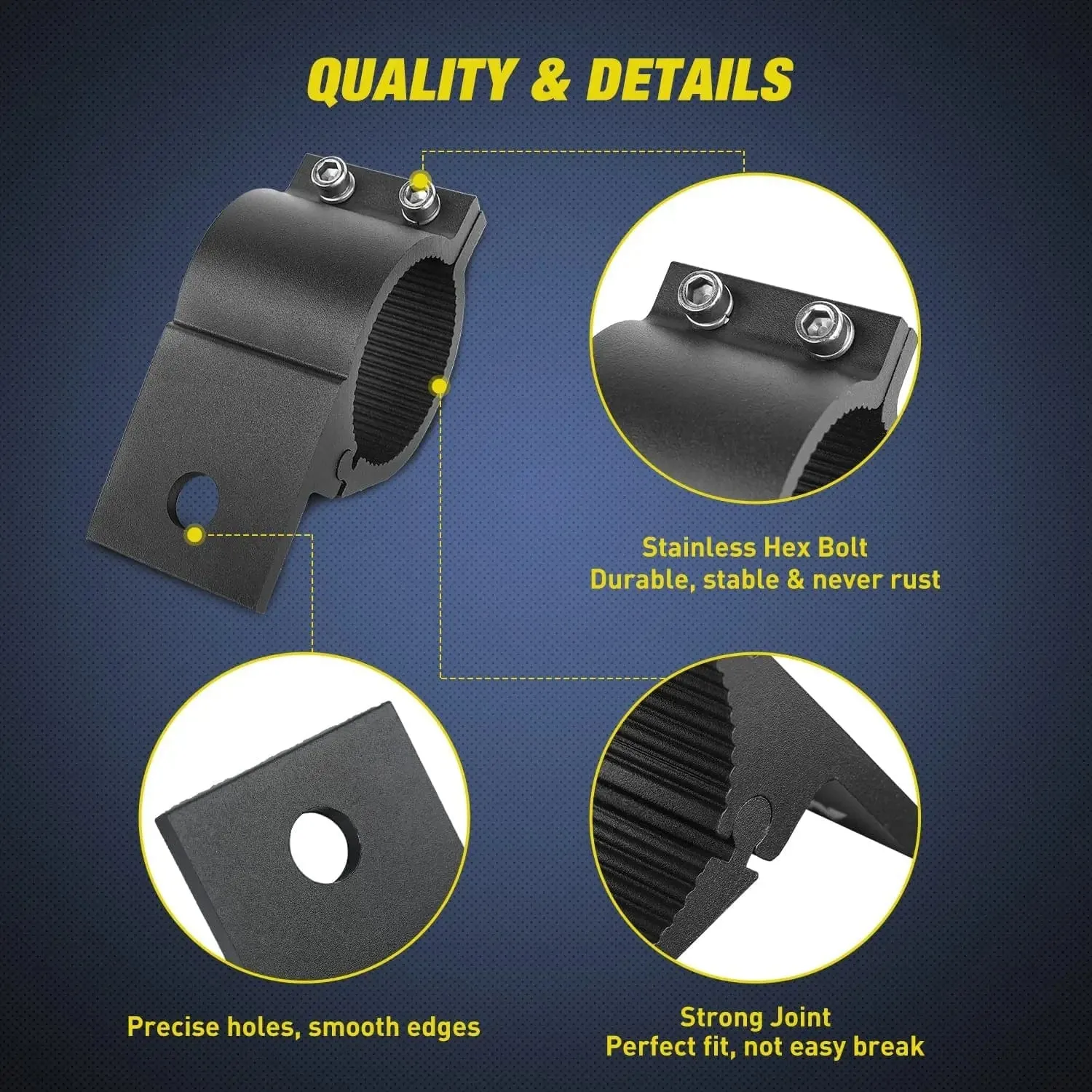 Tube Clamp Mount Bracket Kits Fit 1.81in-2.13in Round Bull Bar (Pair)