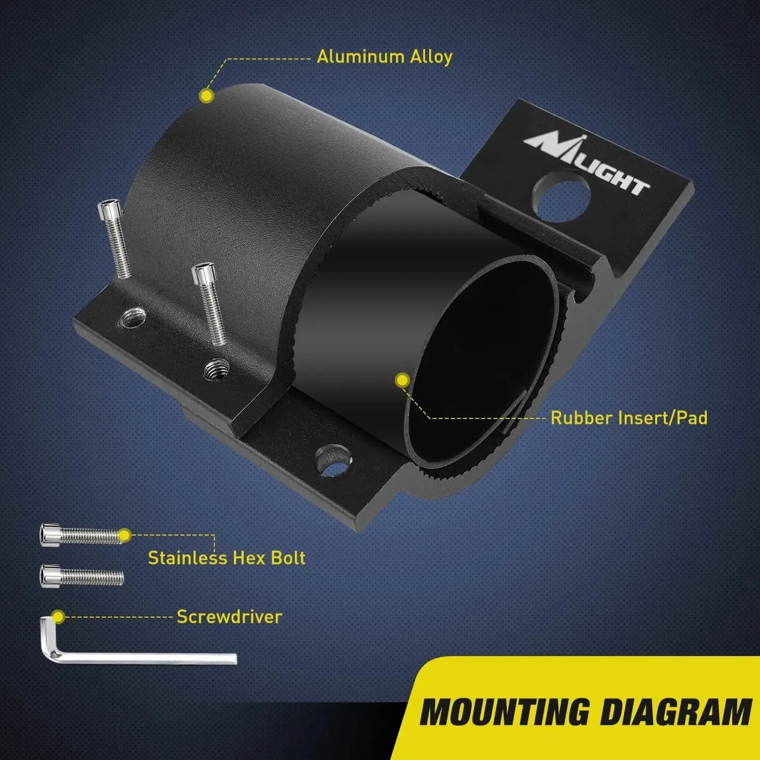 Tube Clamp Mount Bracket Kits Fit 1.81in-2.13in Round Bull Bar (Pair)