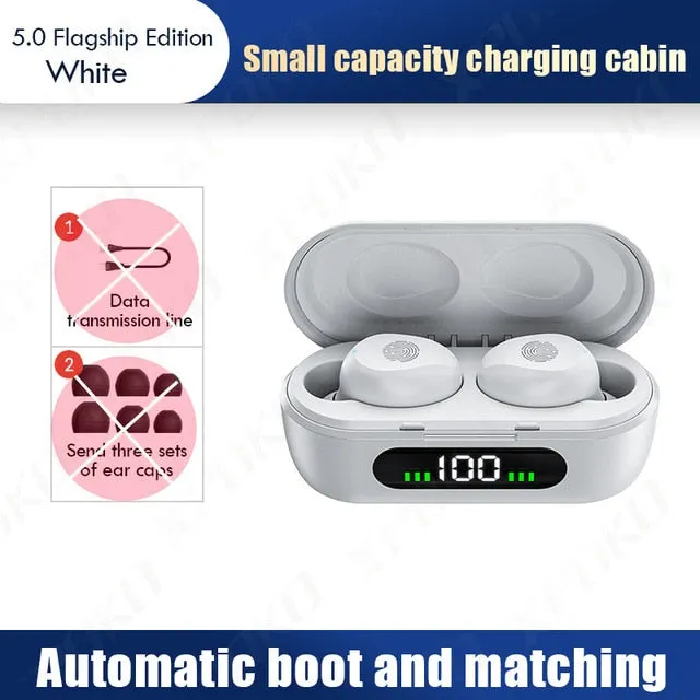 TWS Bluetooth 5.0 Earphones Wireless Headphones Mini In-ear Waterproof Headsets Touch Control Earbuds Support iOS/Android Phones