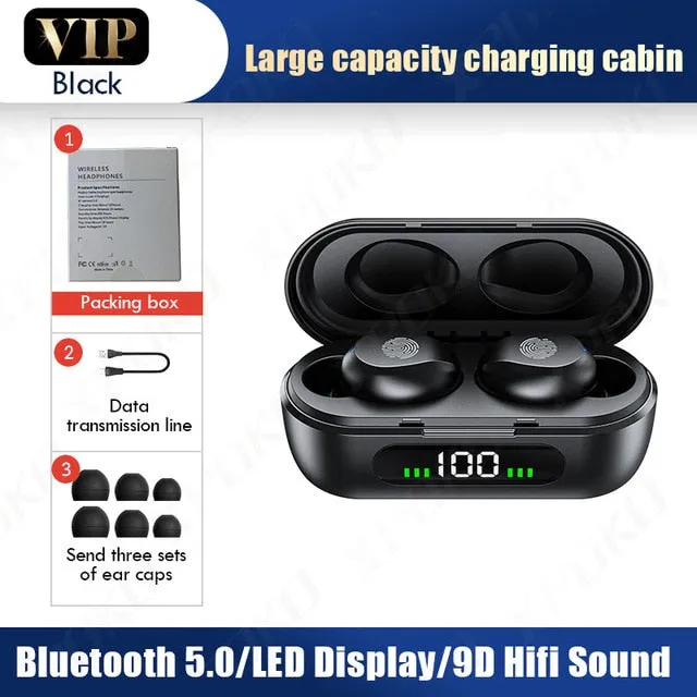 TWS Bluetooth 5.0 Earphones Wireless Headphones Mini In-ear Waterproof Headsets Touch Control Earbuds Support iOS/Android Phones