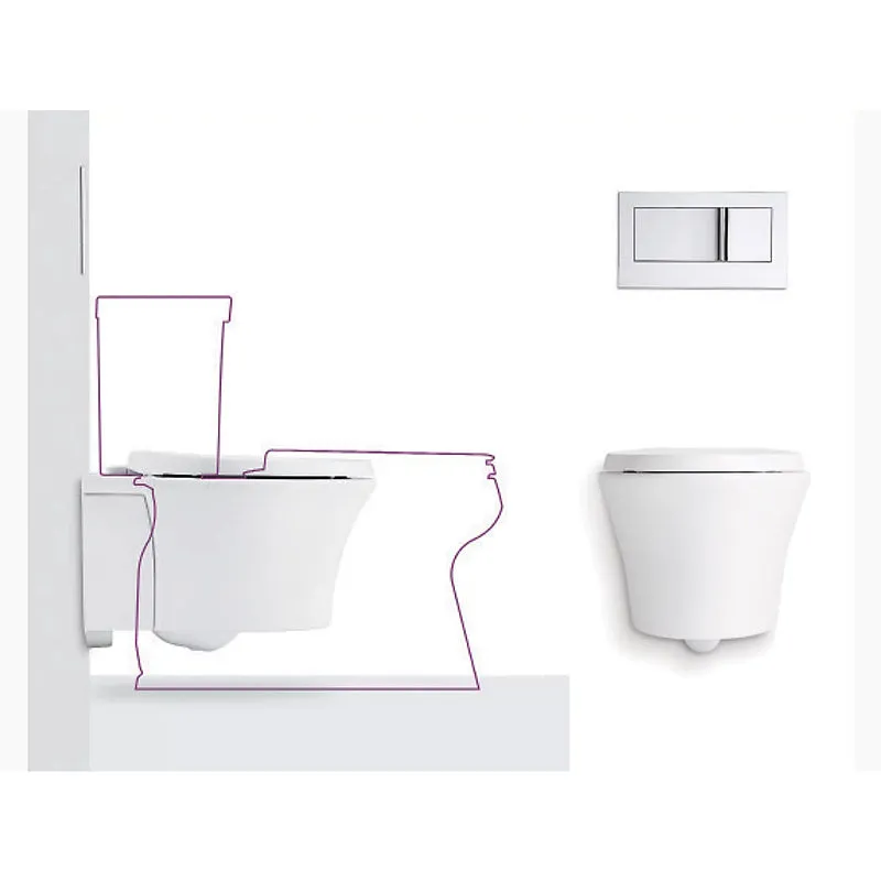 Veil Elongated 0.8 gpf & 1.6 gpf Dual-Flush Wall-Hung Toilet in Black Black