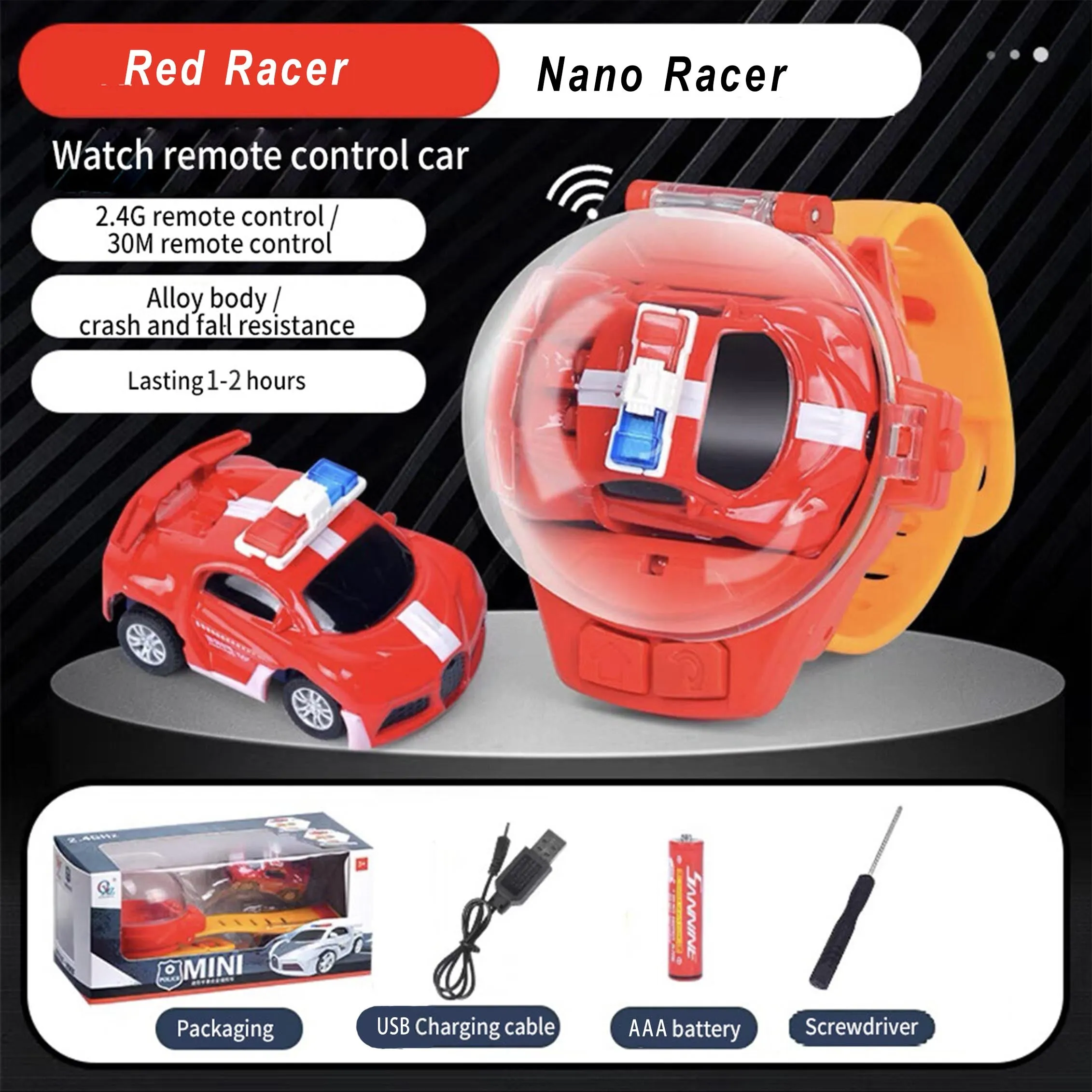 Waist watch remote-controlled nano car